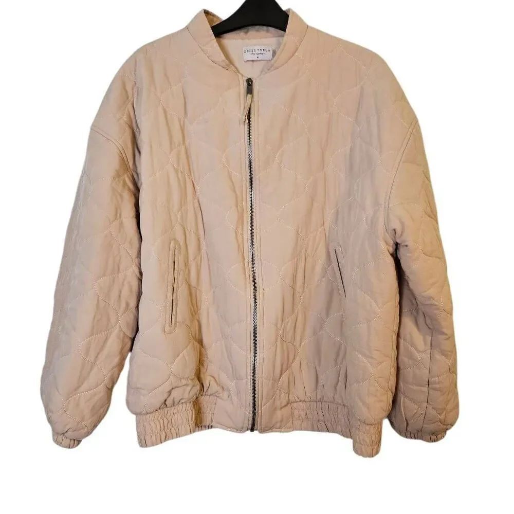 Dress Forum quilted jacket, beige, oversized.  Size M.